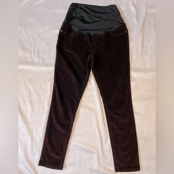 Ingrid Isabel Maternity Corduroy Crossover Panel Skinny Burgundy Pants Sz 8/29R - Picture 6 of 16